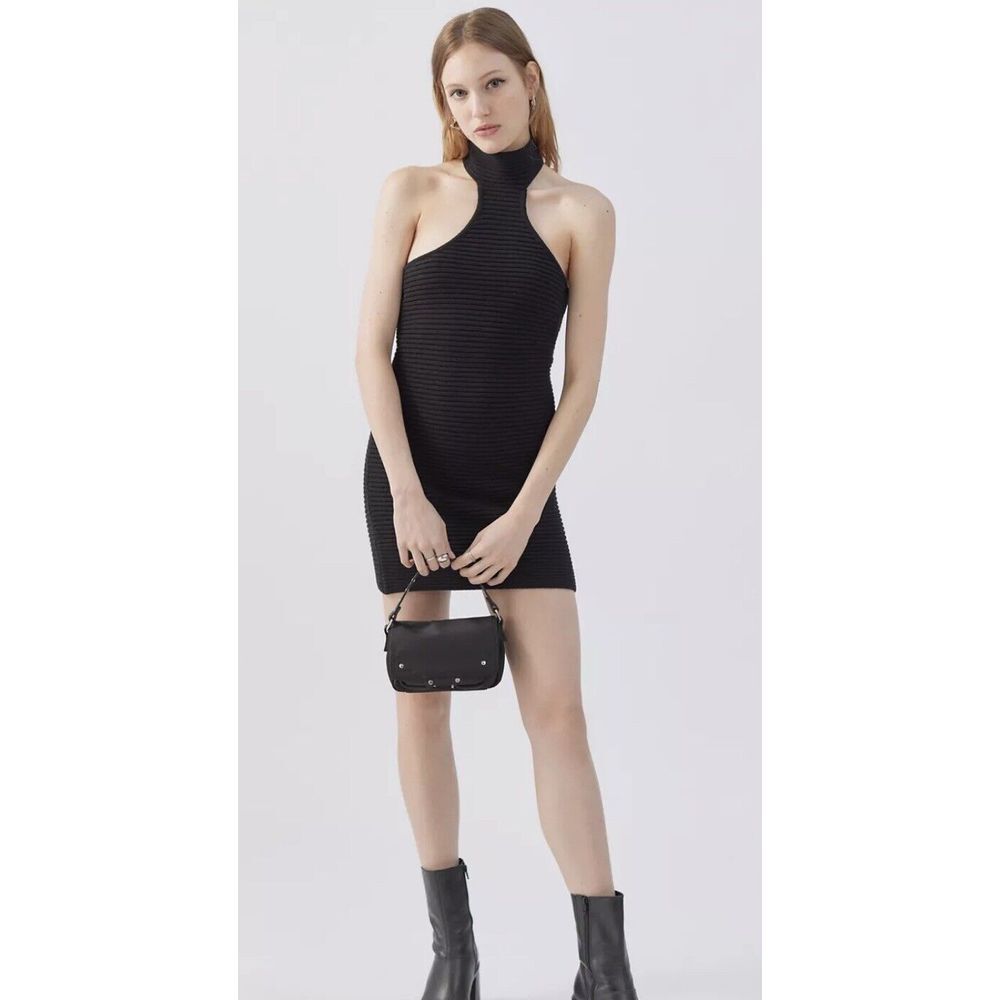 Urban Outfitters UO Claudia Cut-In Mock Neck Sweater Dress Black XS MSRP $59 NWT